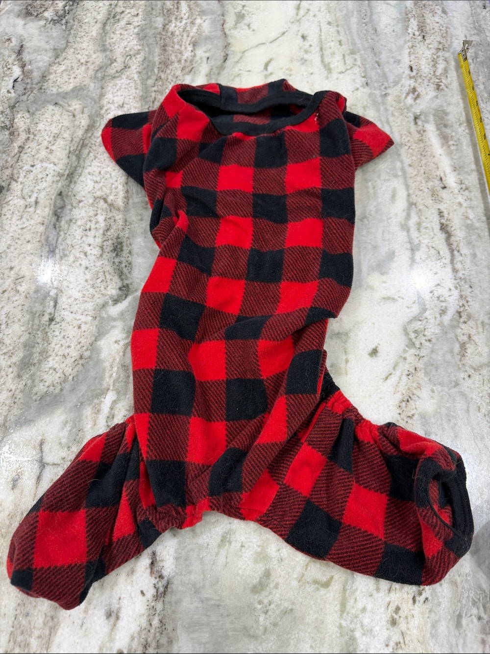 Dog flannel onsie stretchable super soft red black Christmas look